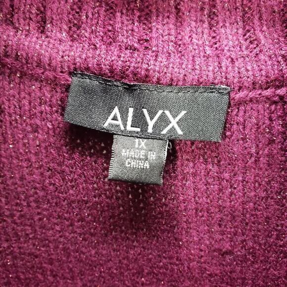 ALYX New Burgundy Knit Metallic Sequins Cowl Neck Dolman Sleeve Top Size 1X - Picture 8 of 11
